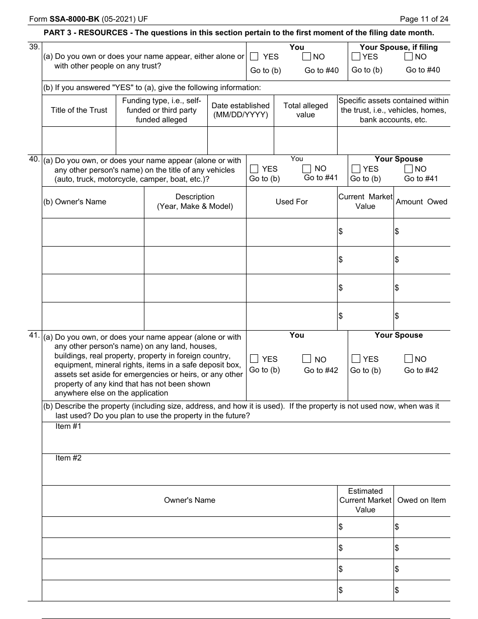 Form SSA-8000-BK Application for Supplemental Security Income (Ssi), Page 11