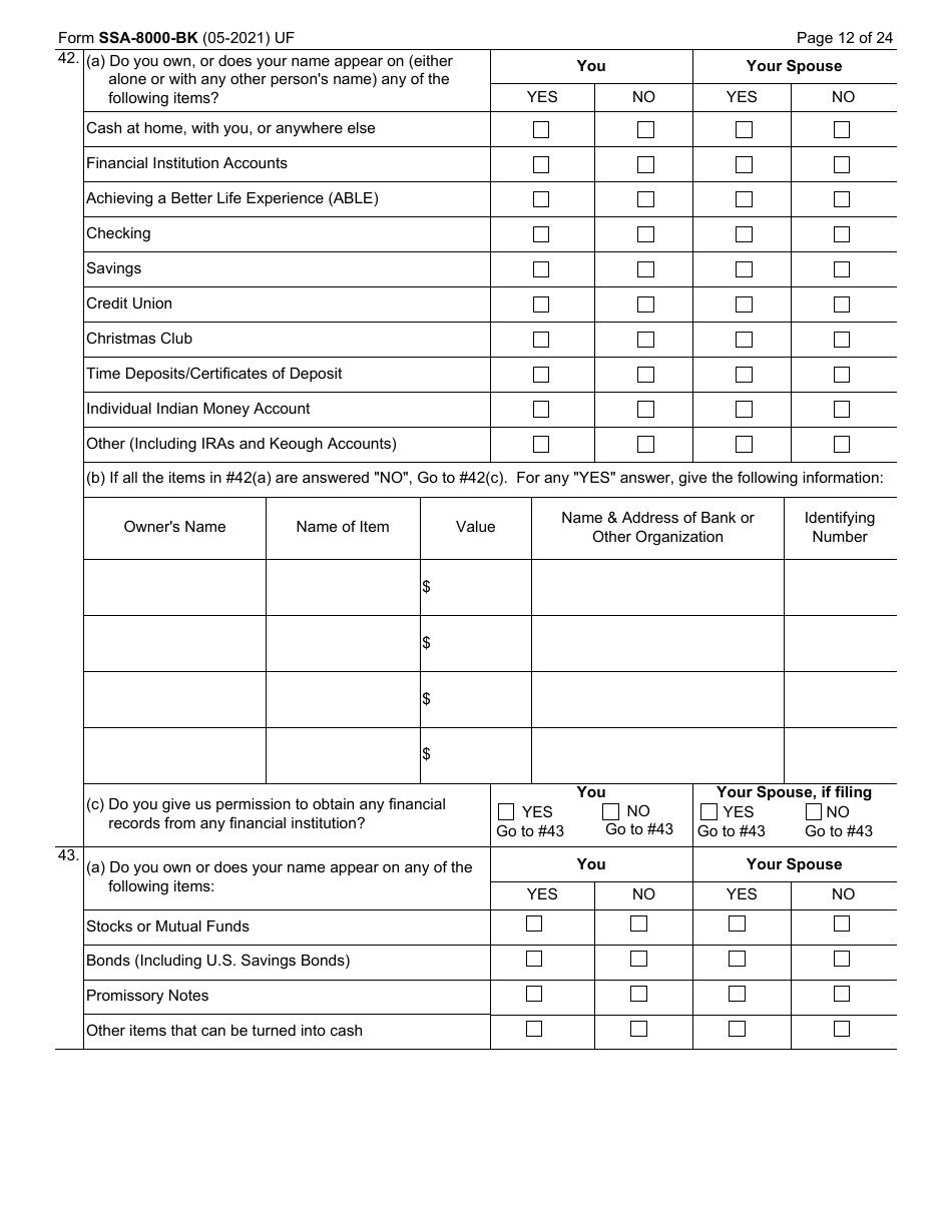 Form SSA-8000-BK Application for Supplemental Security Income (Ssi), Page 12