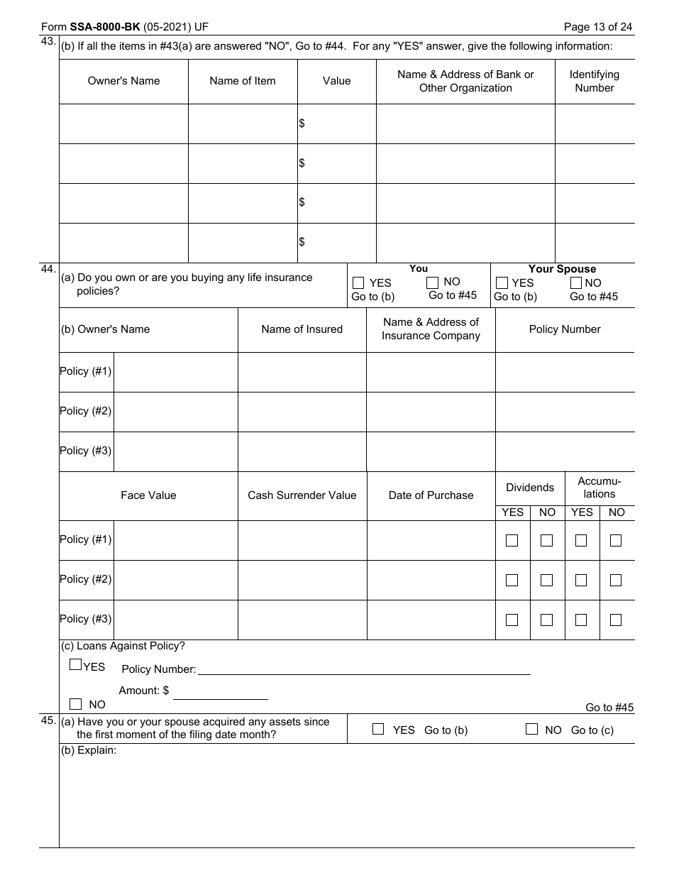 Form SSA-8000-BK Application for Supplemental Security Income (Ssi), Page 13