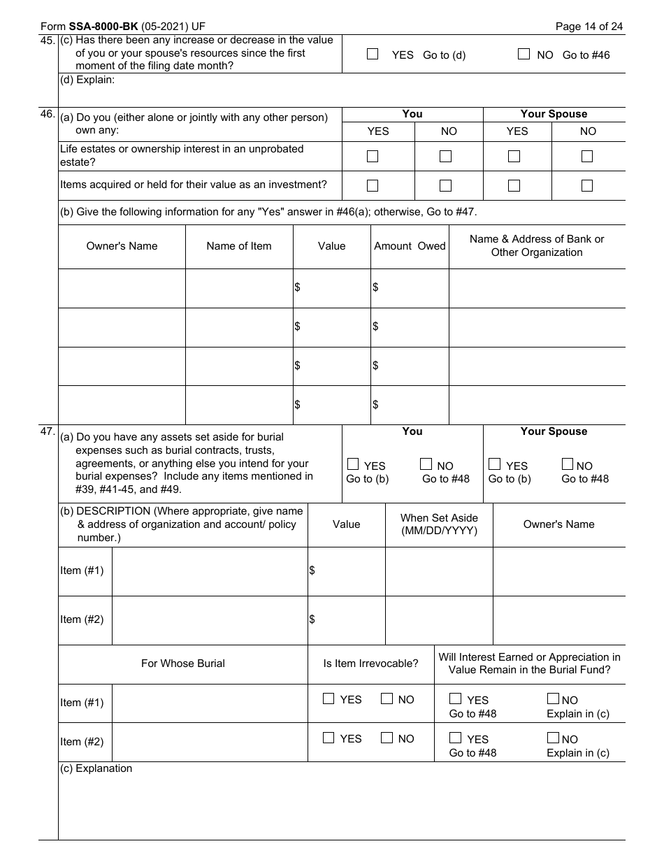 Form SSA-8000-BK Application for Supplemental Security Income (Ssi), Page 14