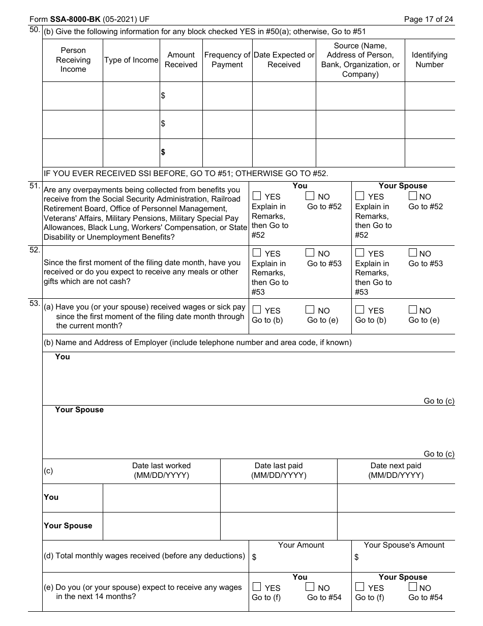 Form SSA-8000-BK Application for Supplemental Security Income (Ssi), Page 17