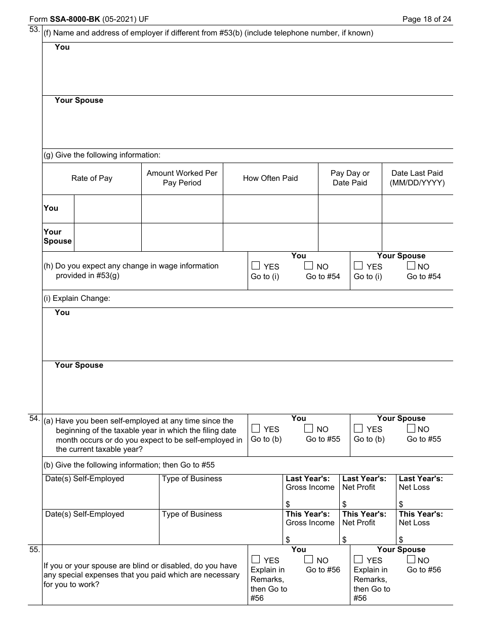 Form SSA-8000-BK Application for Supplemental Security Income (Ssi), Page 18