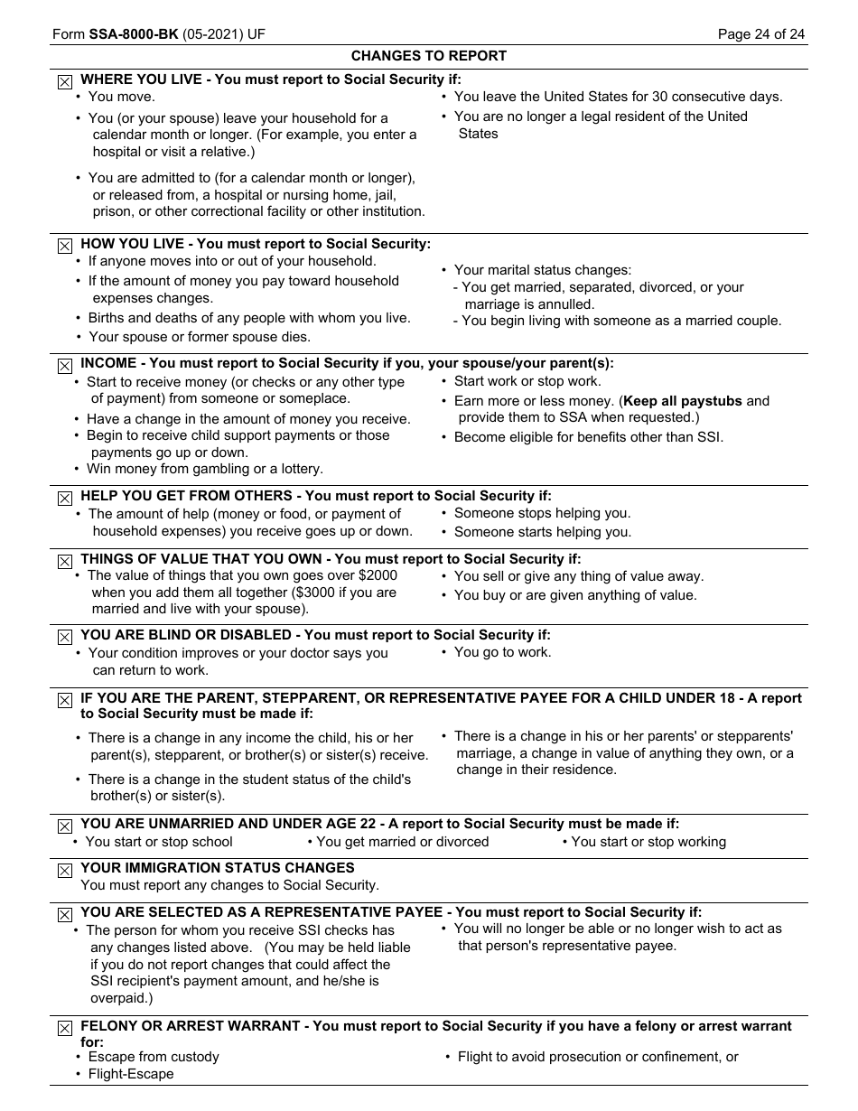Form SSA-8000-BK Application for Supplemental Security Income (Ssi), Page 24