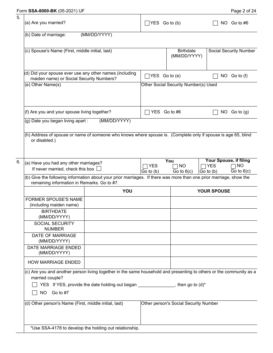 Form SSA-8000-BK Download Fillable PDF or Fill Online Application for ...