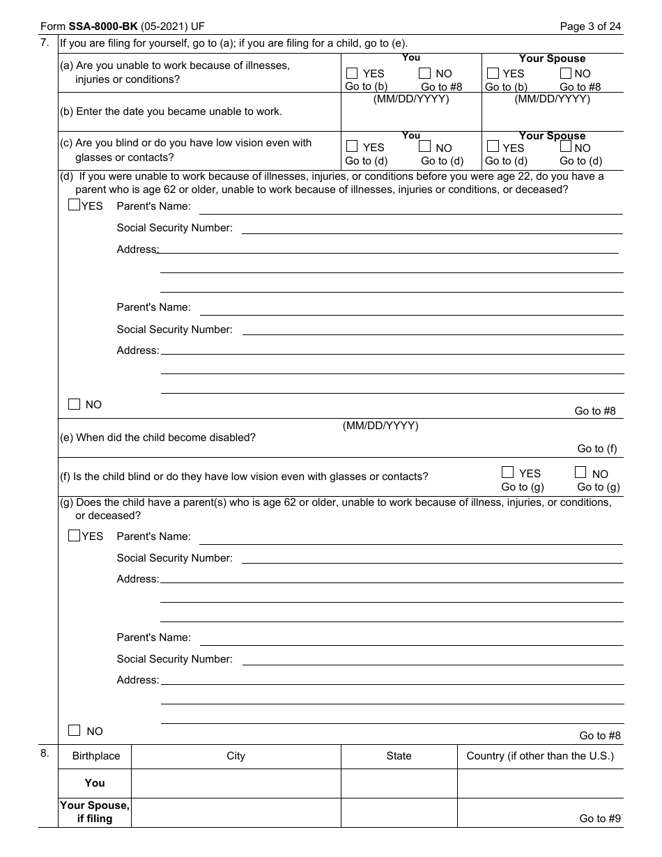 Form SSA-8000-BK Application for Supplemental Security Income (Ssi), Page 3