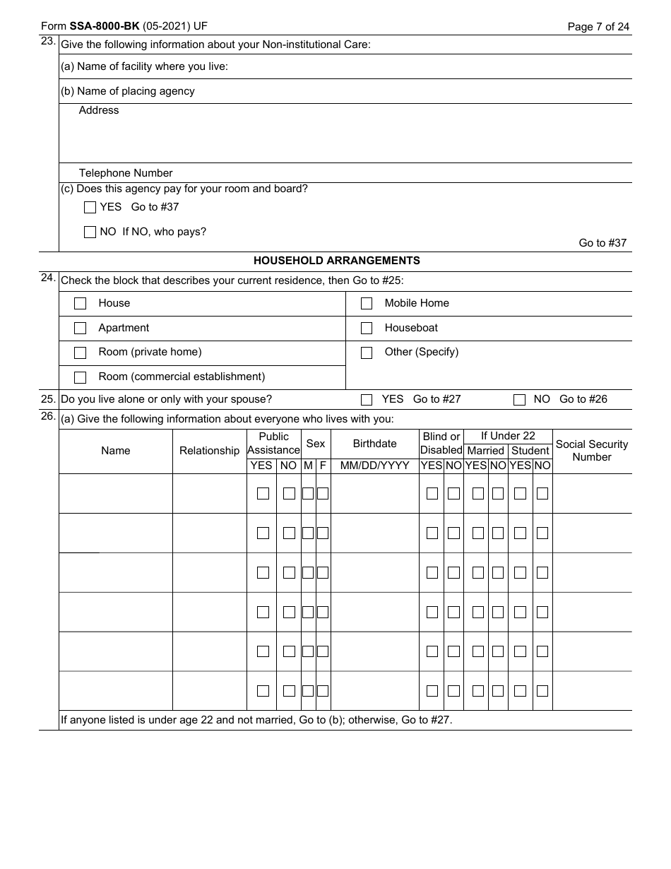 Form SSA-8000-BK Application for Supplemental Security Income (Ssi), Page 7