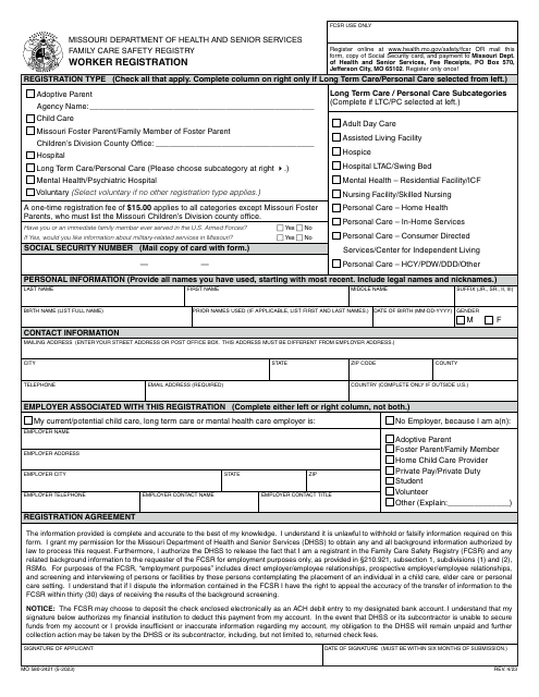 Form MO580-2421 Worker Registration - Missouri