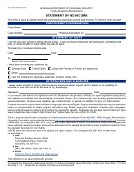 Document preview: Form FAA-1506A Statement of No Income - Arizona