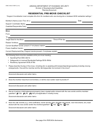 Form DDD-0223A Residential Pre-move Checklist - Arizona
