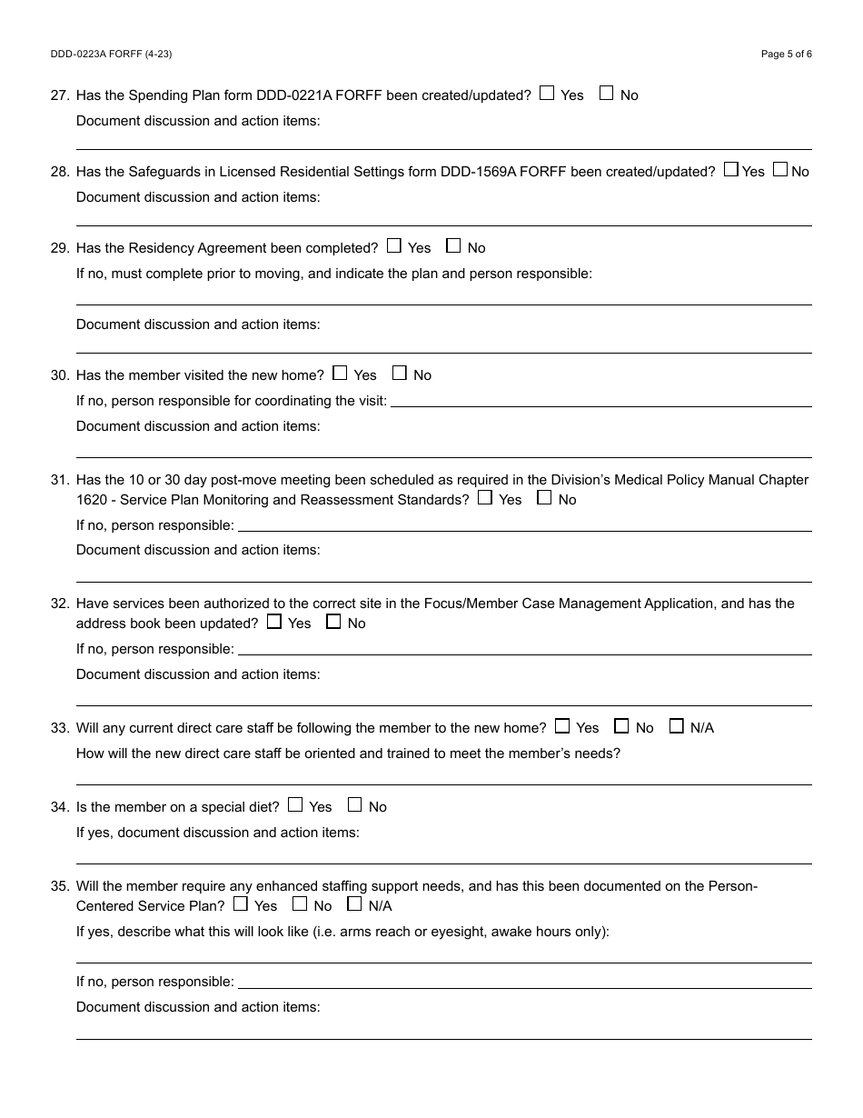 Form DDD-0223A - Fill Out, Sign Online and Download Fillable PDF ...