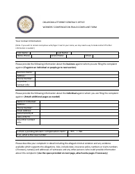 Workers&#039; Compensation Fraud Complaint Form - Oklahoma