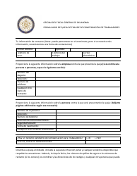Document preview: Formulario De Queja De Fraude De Compensacion De Trabajadores - Oklahoma (Spanish)