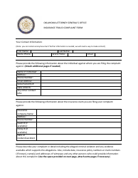 Document preview: Insurance Fraud Complaint Form - Oklahoma