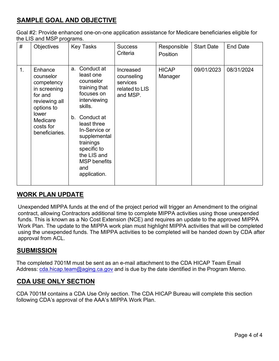 Instructions for Form CDA7001M Mippa Work Plan Template - California, Page 4