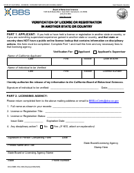 Document preview: Form DCA BBS37A-306 Verification of License or Registration in Another State or Country - California