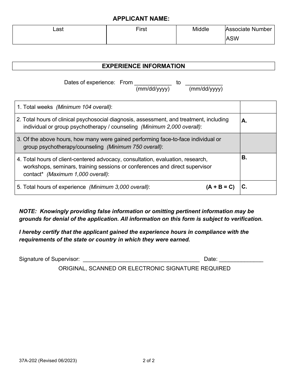 Form DCA BBS37A-202 Out of State or out-Of-Country Experience Verification - California, Page 2