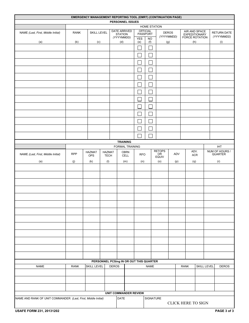 Form 231 Emergency Management Reporting Tool (Emrt), Page 3