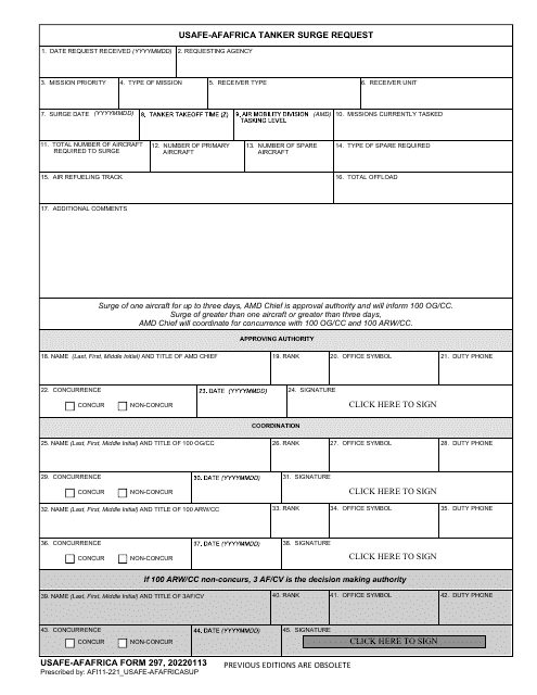 USAFE-AFAFRICA Form 297  Printable Pdf