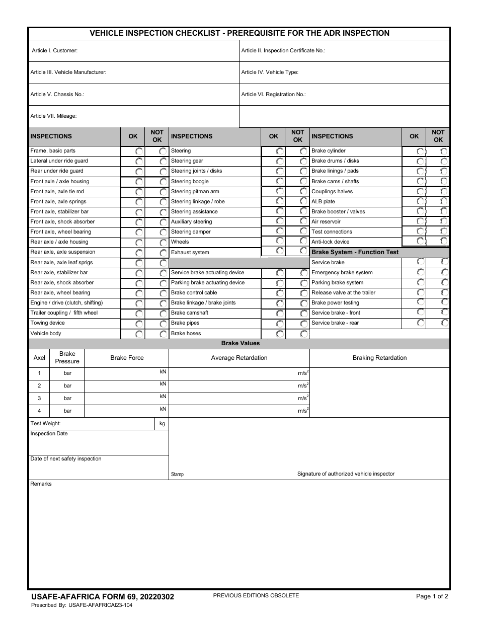 USAFE-AFAFRICA Form 69 - Fill Out, Sign Online and Download Fillable ...