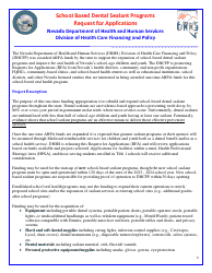 Request for Applications - School Based Dental Sealant Programs - Nevada