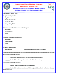 Request for Applications - School Based Dental Sealant Programs - Nevada, Page 6