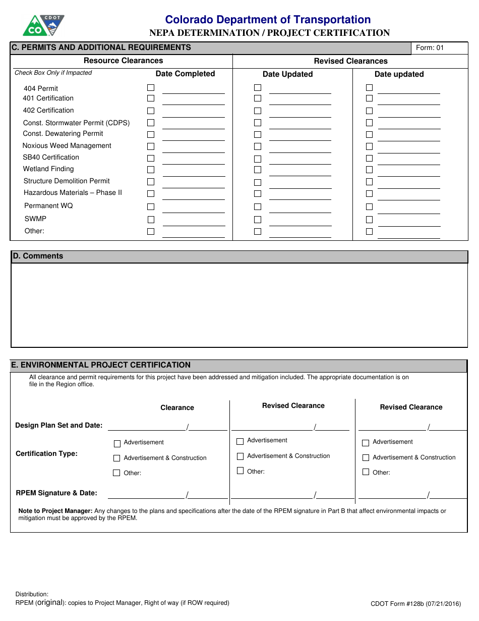 CDOT Form 128B - Fill Out, Sign Online and Download Fillable PDF ...