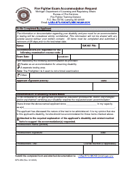 Document preview: Form BFS-856 Fire Fighter Exam Accommodation Request - Michigan