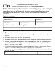 Form 470-5526 Authorized Representative for Managed Care Appeals - Iowa