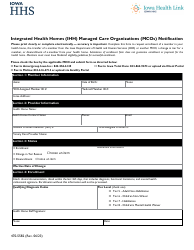 Document preview: Form 470-5582 Integrated Health Homes (Ihh) Managed Care Organizations (Mcos) Notification - Iowa