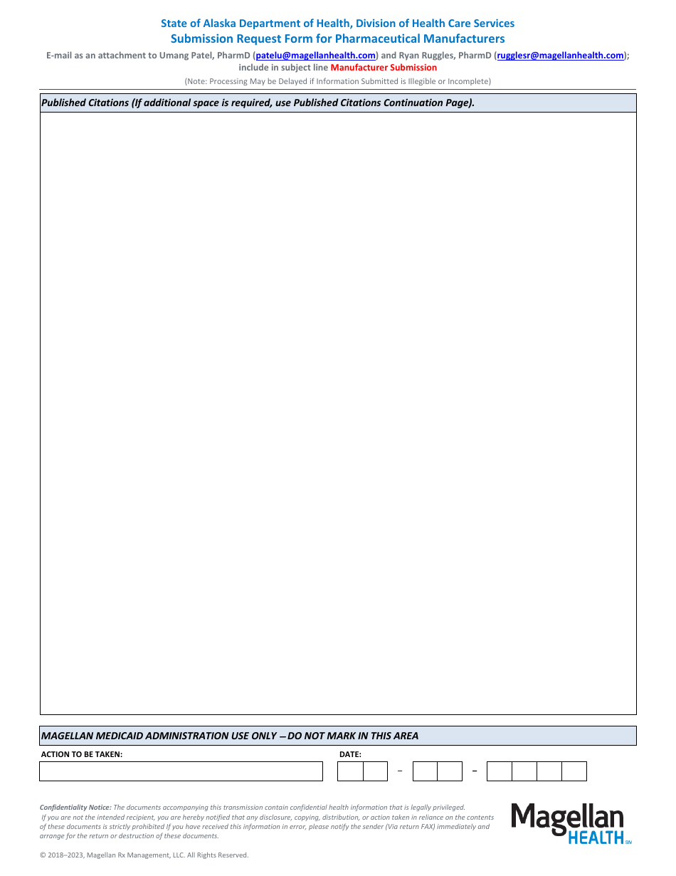Submission Request Form for Pharmaceutical Manufacturers - Magellan Health - Alaska, Page 3
