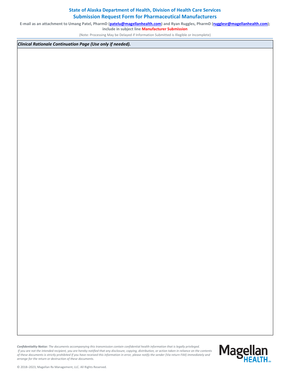 Submission Request Form for Pharmaceutical Manufacturers - Magellan Health - Alaska, Page 4