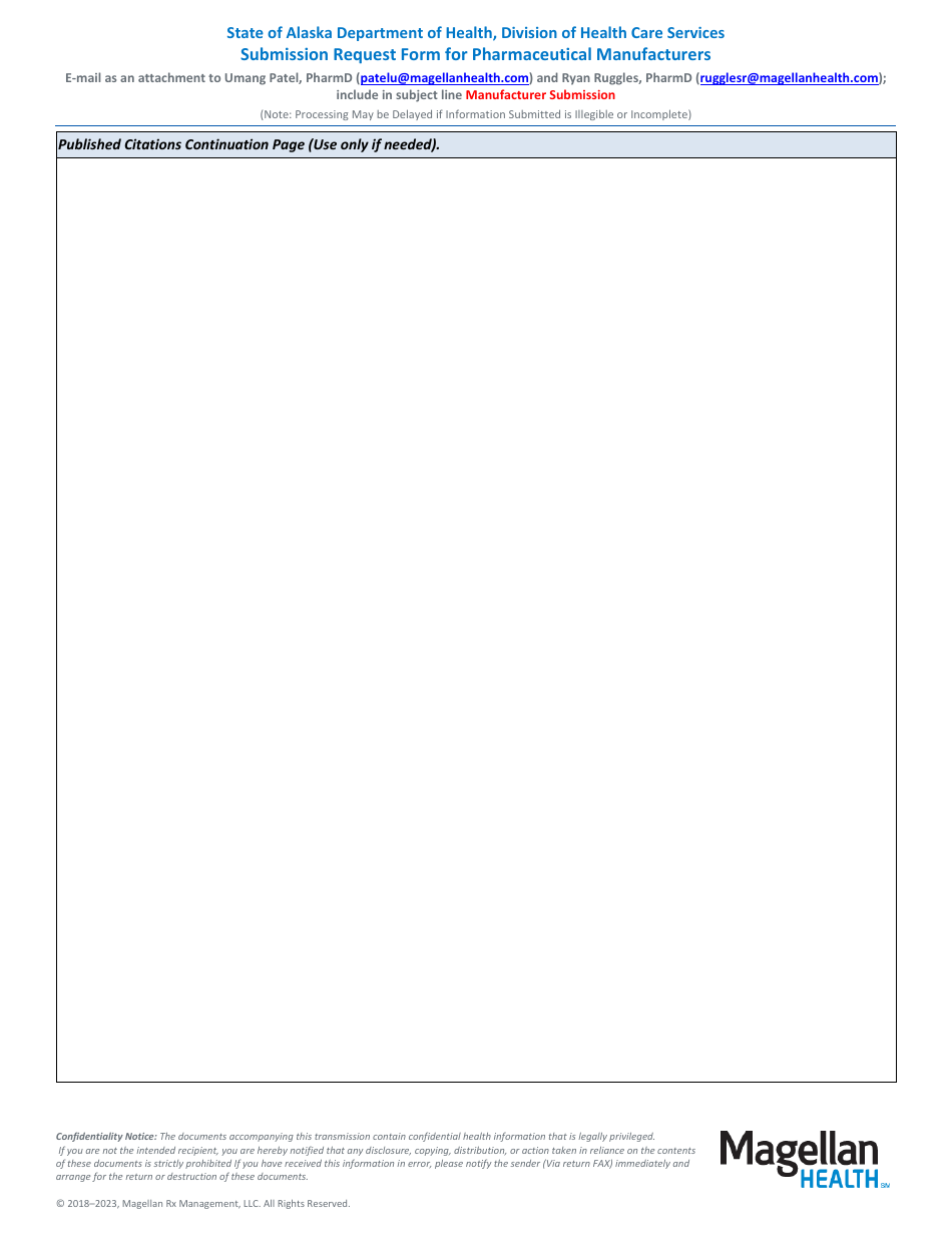 Submission Request Form for Pharmaceutical Manufacturers - Magellan Health - Alaska, Page 5