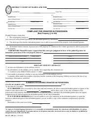 Form DC-CV-109 Complaint for Grantor in Possession - Maryland