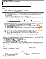 Document preview: Form SB-1317072-360 Notice and Waiver of Rights and Request for Telephonic Appearance - County of San Bernardino, California