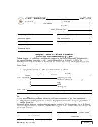 Document preview: Form CC-CV-084 Request to File Foreign Judgment - Maryland