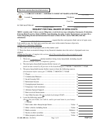 Document preview: Form CC-DC-090 Request for Final Waiver of Open Costs - Maryland