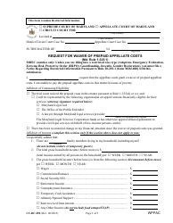 Document preview: Form CC-DC-092 Request for Waiver of Prepaid Appellate Costs - Maryland