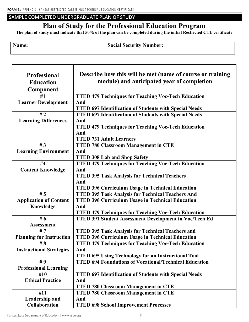 Form 6A Application for Kansas Restricted Career and Technical Education Certificate - Kansas, Page 13