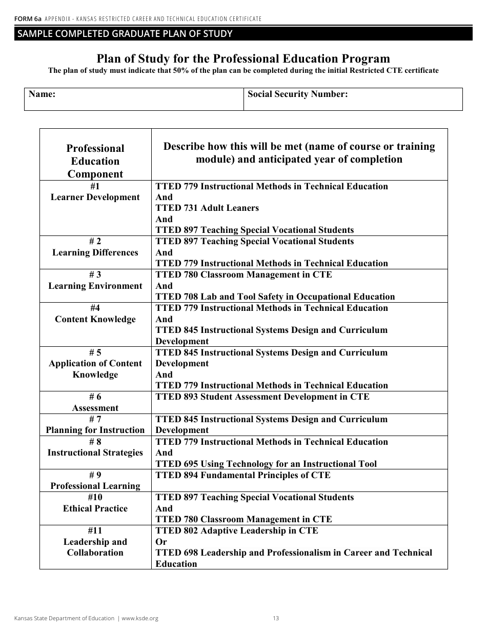 Form 6A Application for Kansas Restricted Career and Technical Education Certificate - Kansas, Page 15