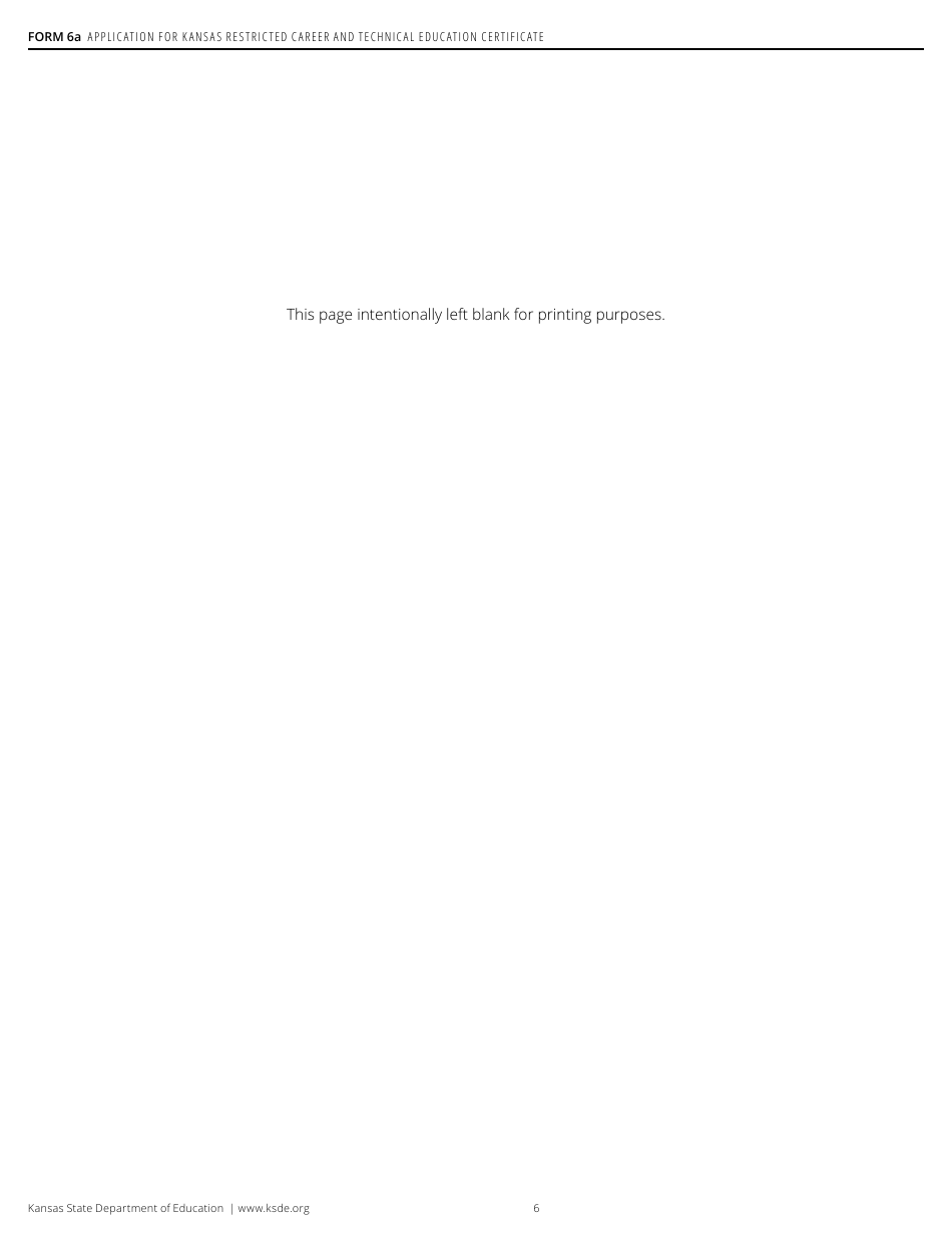 Form 6A Application for Kansas Restricted Career and Technical Education Certificate - Kansas, Page 8