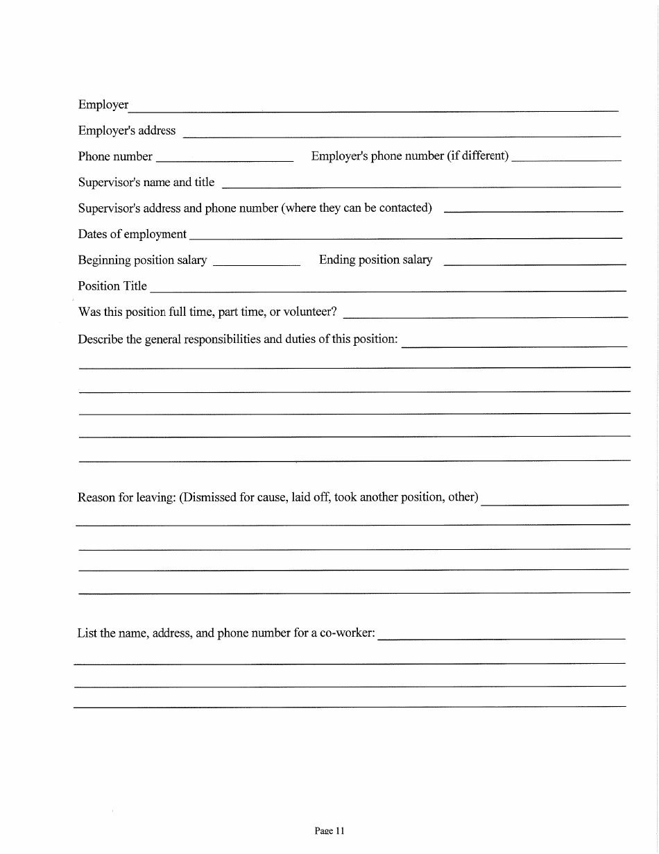 Judicial  Gubernatorial Background Information Form - Kansas, Page 11