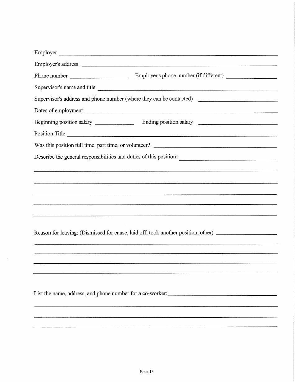 Judicial  Gubernatorial Background Information Form - Kansas, Page 13
