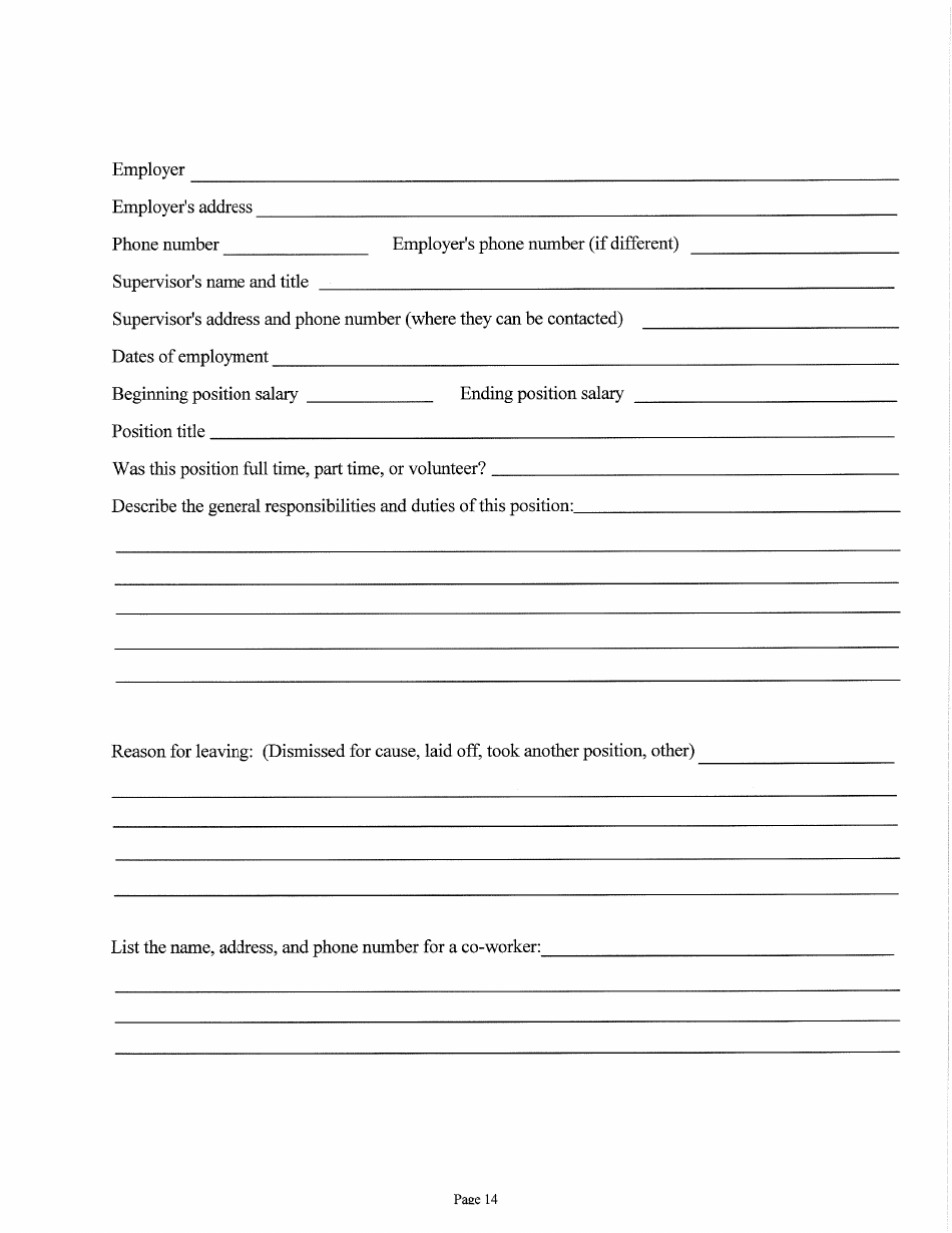Judicial  Gubernatorial Background Information Form - Kansas, Page 14