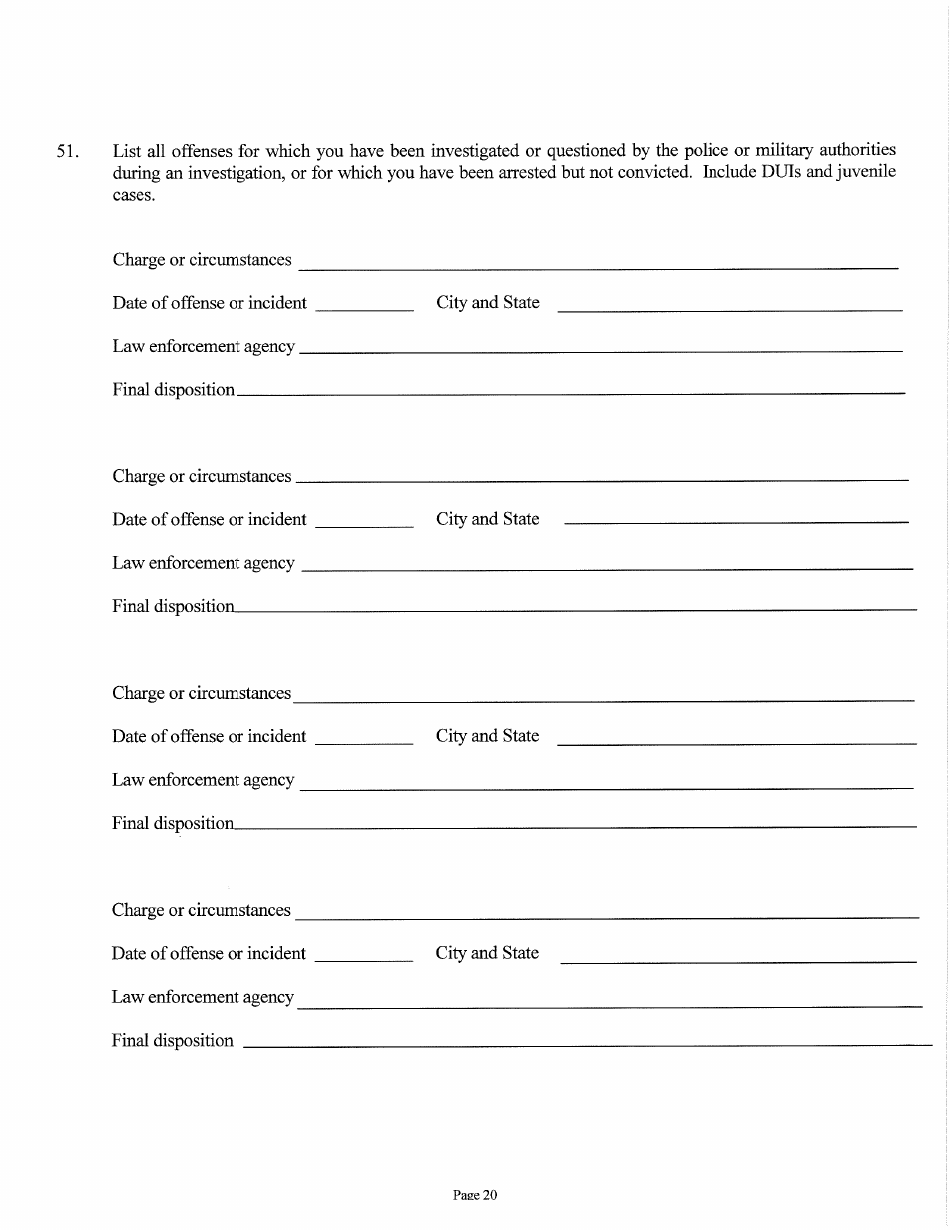 Judicial  Gubernatorial Background Information Form - Kansas, Page 20