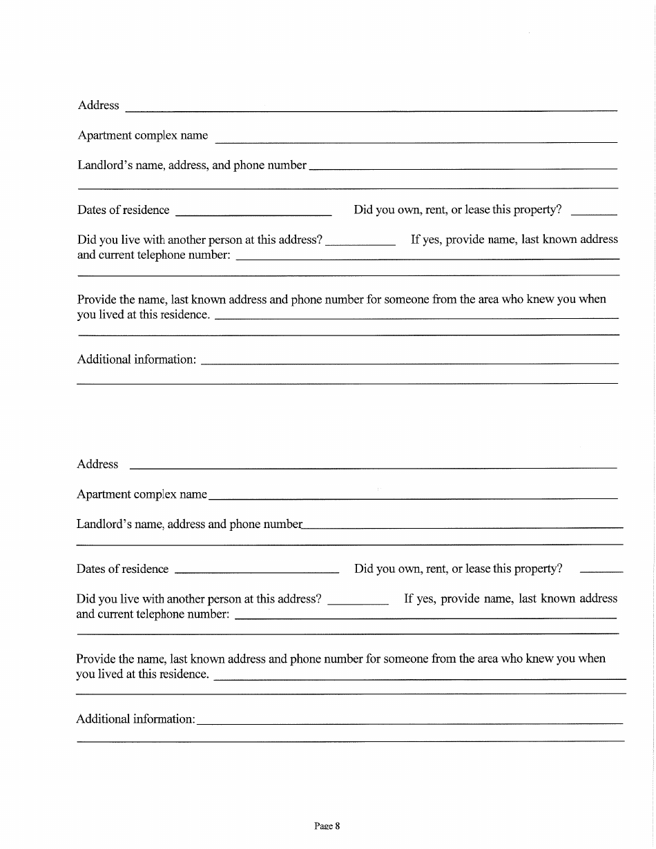 Judicial  Gubernatorial Background Information Form - Kansas, Page 8