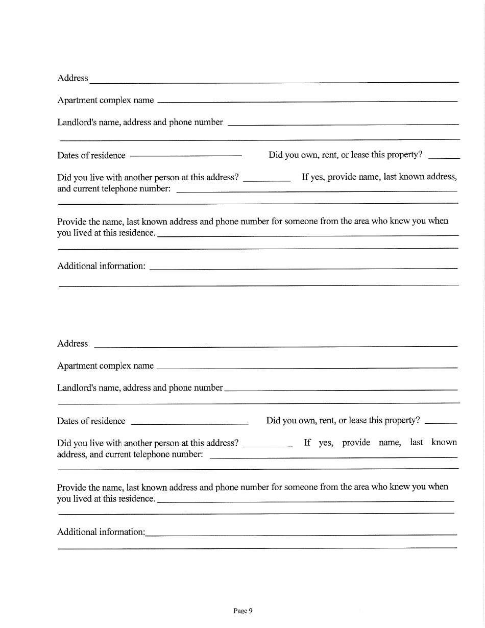 Judicial  Gubernatorial Background Information Form - Kansas, Page 9