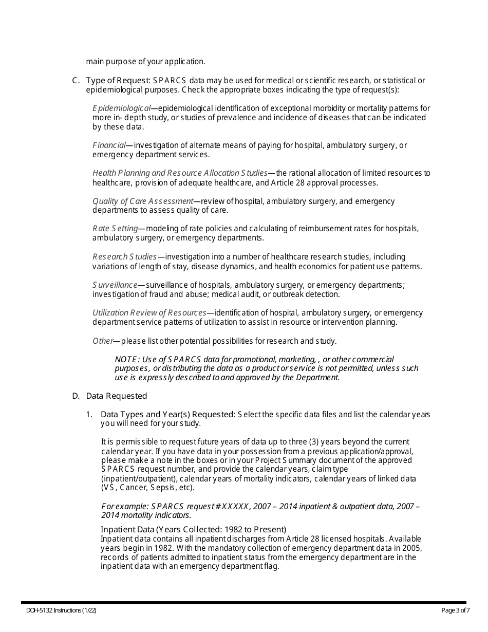 Instructions for Form DOH-5132 Limited and Identifiable Data Request Form - New York, Page 4