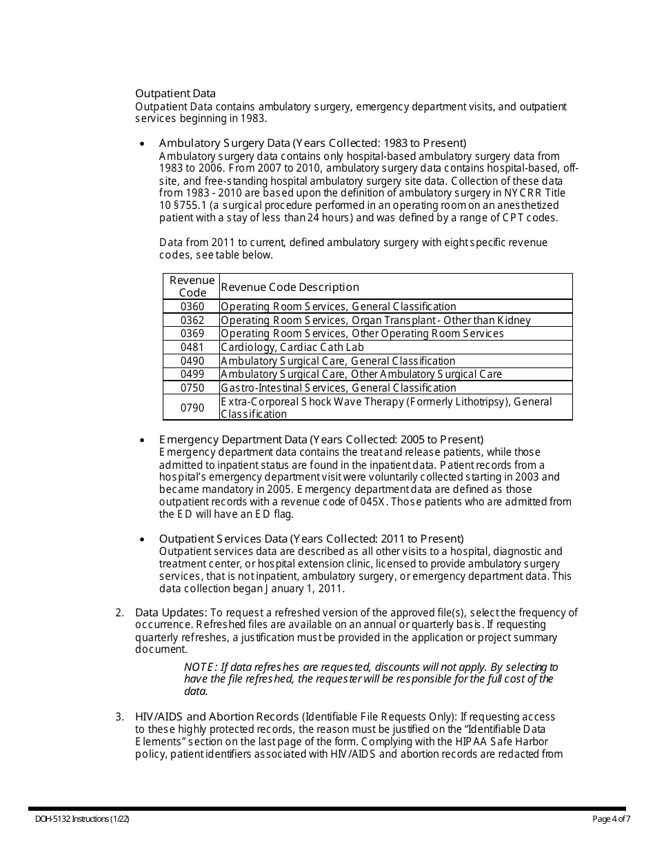 Instructions for Form DOH-5132 Limited and Identifiable Data Request Form - New York, Page 5