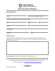 Document preview: Form OES-058 Open Records Act Request - Oklahoma