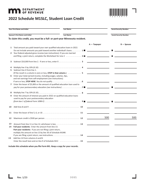 Schedule M1SLC 2022 Printable Pdf